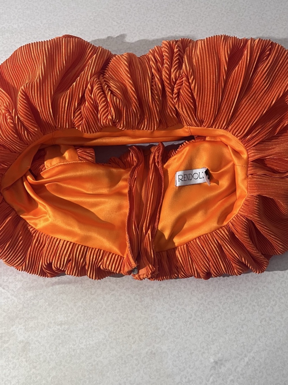Rendoll Orange Pleated Ruffle Mini Two Piece Set - Picture 6 of 6